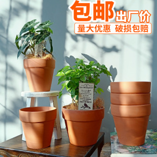 Factory Direct hair free shipping classic red pottery flower pot with tray indoor green plant ceramic pot succulent planting seedling pot