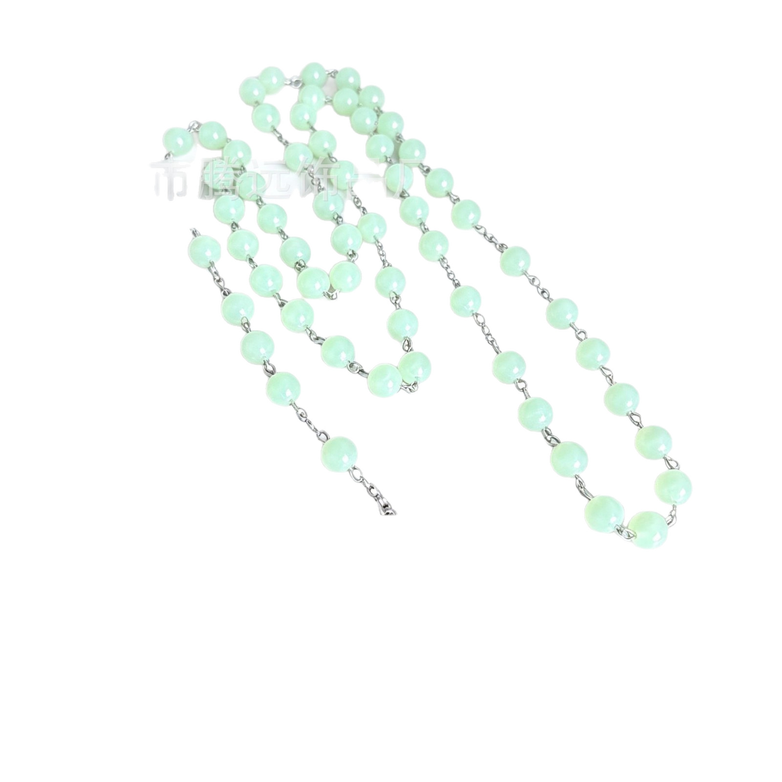 Cross-Border 6mm 8mm Luminous Beads 59-Piece Cross Pendant Rosary Long Necklace Simple Gift Box Unisex Sweater Chain