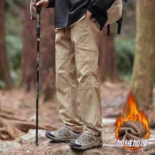 Camel HJCAMEL Outdoor Mountaineering Three-prevention Charge Pants Men's Autumn and Winter 2024 fleece-lined Loose Casual Overalls