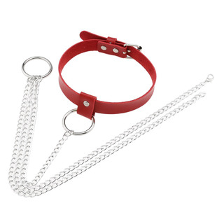 Cross-border Europe and the United States personality simple leather O ring necklace belly waist chain stage performance collar body chain integration