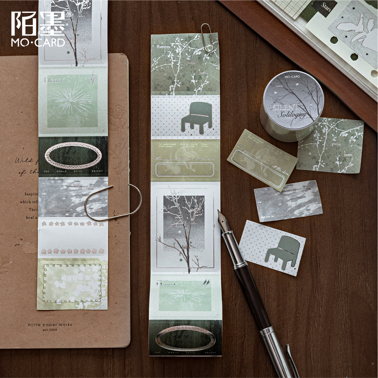 Momo White Kraft Paper Silver Foil Die-Cut Tape, Inspiration Notes Series, Cute Retro Style