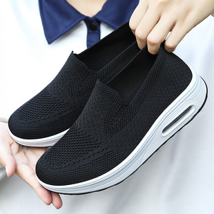 Shoes Women's 2024 Autumn New Thick-soled Rocking Shoes Cross-border plus size Flying Weaving Casual Shoes Lazy One-step Cloth Shoes