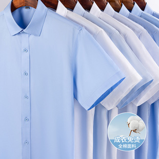 24 men's DP clothing non-ironing short sleeve shirt business men's 100S double cotton solid color shirt in stock wholesale