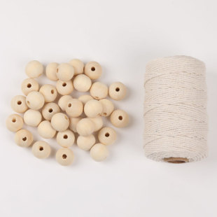 Cross-border Hot-selling Log Color Wooden Beads Cotton Rope Set Hemu Beads Cotton Thread Combination DIY Tassel Beads Handmade