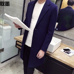 2024 Spring and Autumn Woolen Coat Men's Mid-length Korean-style Trendy Windbreaker TiZi Thin Mid-length Woolen Coat