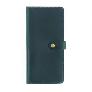 European and American first layer cowhide long wallet Tower buckle leather multi-card multi-functional storage fashion youth ID bag