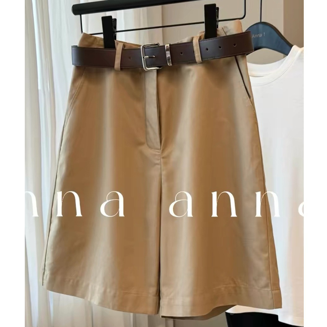 Original Product Recommended! Old Money Style Versatile Khaki Wool-Linen Casual Shorts (with Belt)