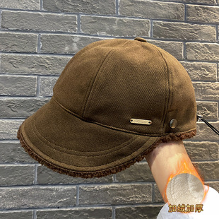 Lusi same style autumn and winter fleece-lined peaked cap Women's Korean-style fashionable simple all-match face-looking small fisherman hat wholesale