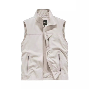 Spring and Summer Polyester Cross-border Vest Casual Men's Vertical Collar Multi-bag Tooling Top Outdoor Photography Fishing Ware Jacket