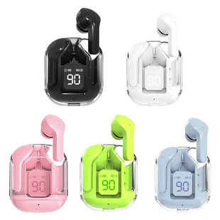 Cross-border Explosions Bluetooth Headset Transparent Digital Display Charging Warehouse TWS Long Endurance Macaron Wireless Headset Creative