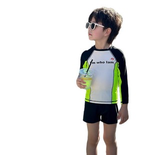 Children's Swimwear Boys Split Big Kids Boys 2025 New Teenager Quick-drying Long-sleeved Sunscreen Swimwear Korean