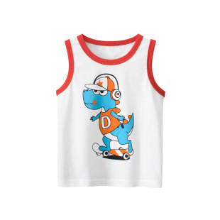 27kids Summer Children's Wear New Children's Vest Cartoon Dinosaur Male Baby Clothes Sleeveless Clothes Shake Sound Supply
