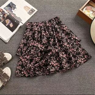 Spring 2024 Korean Style Hot Girl Floral Short Skirt A- Line Skirt Fashion Super Fairy Loose Waist Slimming All-match Cake Skirt