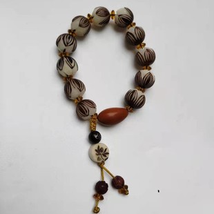 Original Natural White Jade Bodhi root hand-carved Lotus Bracelet Men's and women's Bodhi carving bracelet Buddha beads