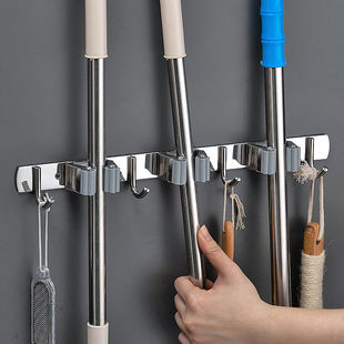 304 Stainless Steel Golden Mop Hook Non-perforated Multi-functional Row Hook Toilet Storage Hanging Mop Sauroga