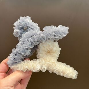 Korean style glossy texture pleated mesh hair clip women's sweet all-match clip girly shark clip hair accessories