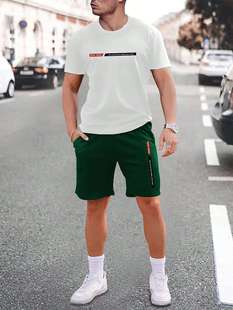 Summer New Casual suit Men's Short-sleeved Shorts suit Striped T-shirt Shorts suit ME2-MA1
