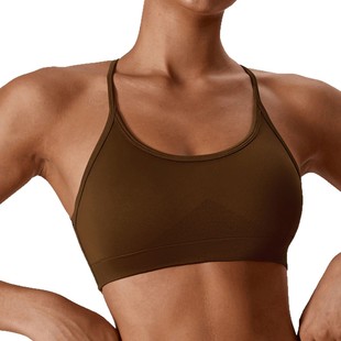 European and American Cross-border New Hanging Neck Bra Seamless Thread Sling Cross All-match Sexy Vest Yoga Sports Beautiful Back