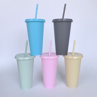 Amazon Explosions 24OZ Morandi Color Spub Cup Large Capacity PP Single Layer Plastic Cup 710ml Water Cup