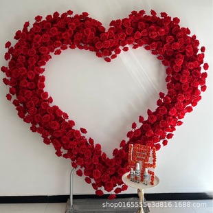 Simulation Rose Red Love Flower Making Wedding Background Wall Proposal Celebration Outdoor Simulation Flower Wall Decoration