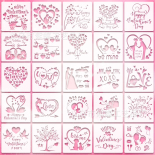 XiYindai Labeling Valentine's Day Theme Painting Template PET Hollow Out Printing Board DIY Hand-painted Graffiti Spray Painting Mold