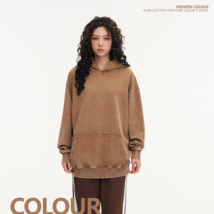 Handle moisturizing clothing heavy pure cotton 420g vintage waxed sweater men's casual loose washed wholesale delivery cross-border