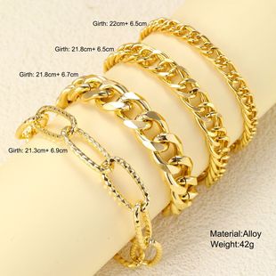 Europe and the United States cross-border explosions ins style simple fashion high sense exaggerated bracelet suit alloy chain bracelet 4 piece set