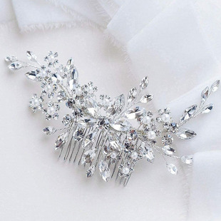 New European and American style bride headdress handmade hair accessories inlaid crystal hair comb wedding photo accessories wholesale