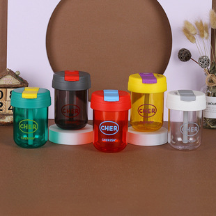 European and American ins Style Ton Cup Straw Cute Mini Small Men's and Women's Student Plastic Water Cup Internet Celebrity Portable