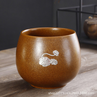 Retro kiln change Tea residue cylinder office home simple Cup washing water cup creative large small size tea washing ceramic Chinese washing
