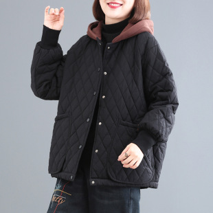 Clearance Withdrawal Retro Diamond Plaid Cotton-padded Jacket Women's Winter Loose Slimming Thick Warm Cotton-padded Jacket