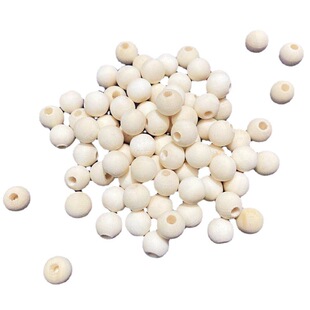 Factory wholesale wooden crafts Lotus round beads 10mm natural color half hole wooden beads DIY jewelry accessories spot
