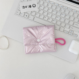4731 ins Blogger Lingge silver Cute Hand Bag Makeup Change Bag Carry-on Sanitary Bag