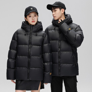 2024 winter new black gold short down jacket explosion trendy fashion men and women with white duck down warm coat