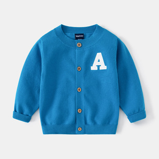 Children's sweater wholesale 2022 new boys autumn wool cardigan baby button crew neck sweater a generation of hair