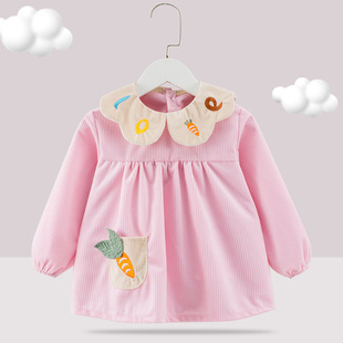 Bow Princess Skirt] Baby's Overalls Children's Eating Waterproof Anti-Dirty Long Sleeve Winter Western Style Anti-Dressing Clothing