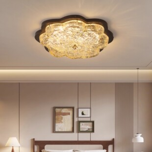 Flower-shaped Gold Foil Resin Bedroom Ceiling Light Antique Light Luxury Designer Room Light Retro High-end French Style Light