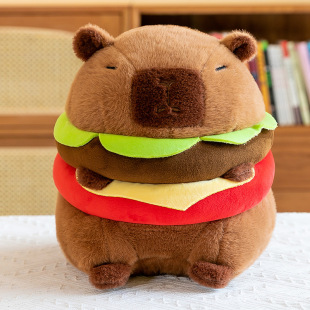Ugly Cute Maillard Wind Kapibala Hamburger Capybara Doll Cute Plush Doll Toy Doll Birthday Gift