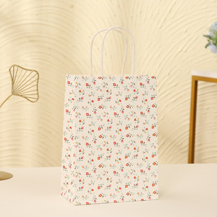 New minimalist floral Kraft paper packaging bag creative personality gift paper bag small fresh birthday gift shopping bag
