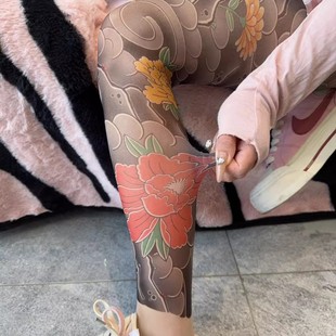 Flower leg tattoo stockings anti-hook silk summer thin 2025 new trend fashion high elastic hot girl flower leg pantyhose