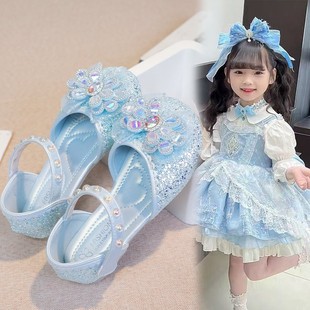 Girls Crystal Sandals 2025 Summer New Children's Shoes Baby Shoes Girl Soft-soled Princess Shoes