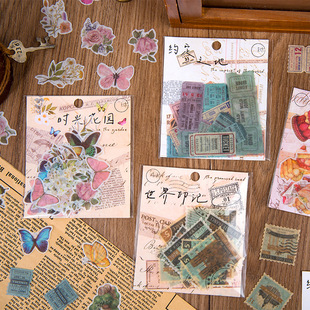 Mu dye sticker bag time travel record series retro theme hand account decoration material 40 into 4 options