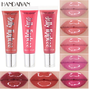 Cross-border Hot HANDAIYAN Mirror Moisturizing Glass Lip Honey Candy Color Jelly Lip Gloss Doodle Lip Glaze Lip Oil