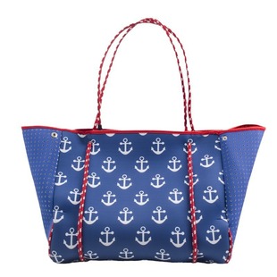 TEMU Cross-border Women's Shoulder Bag Printed Blue Large-capacity Yoga Bag Diving Material Satchel Beach Bag