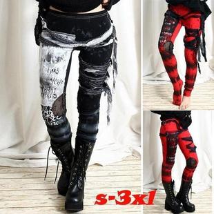 . Spot! European and American AliExpress wish pants Gothic mesh lace-up leggings hip high waist pants