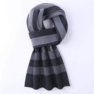 New Knitted Wool Scarf Men's Plaid Scarf Fashion Wear Men's Wool Warm Scarf Men's Gift