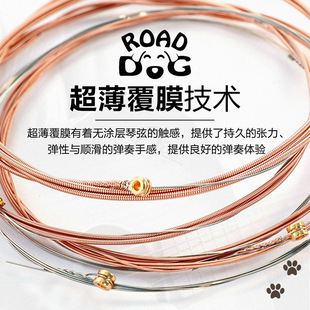 Road dog folk acoustic guitar string genuine goods accessories set of 6 universal full set of coated anti-rust phosphor bronze/string