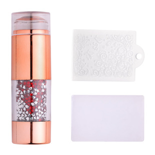 Cross-border New Nail Art Silicone Seal Electroplated Handle Printed Plate Tool Double-headed French Seal Scraper Set