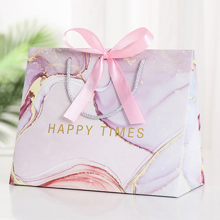 Ins Style Gift Bag Marble Pattern Handbag Packaging Bag Paper Bag Creative Holiday Gift Bag Garment Bag