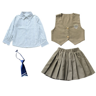 Girls College Style Shirt Vest Pleated Skirt suit Children's Fashionable 2025 Spring Three-piece Set